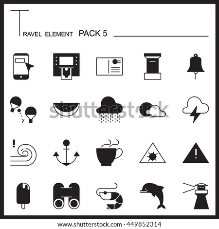 Travel Element Graph Icon Set 5.Beach and Sea thin icons.Mono pack.Graphic vector logo set.Pictogram design.