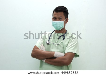 Close up nurse in green uniform