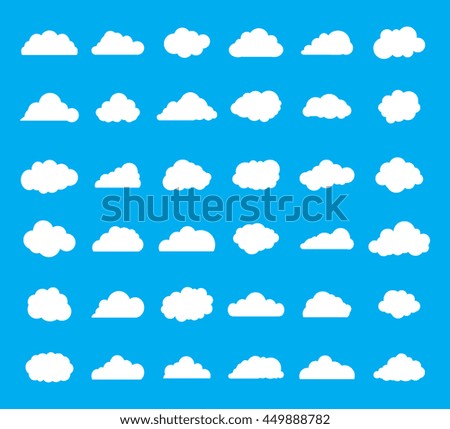 Clouds. Collection of clouds on a blue background.