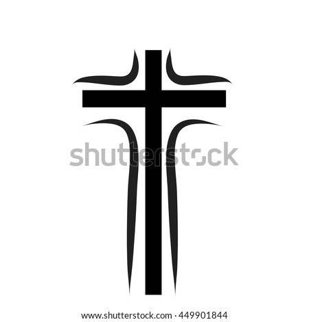 Vector silhouette of a cross on a white background.