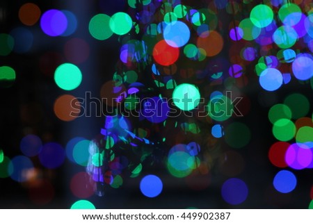 Blur light and colorful bokeh on black background