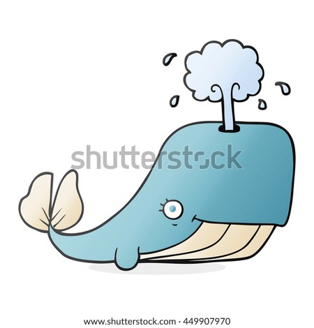 freehand drawn cartoon whale spouting water