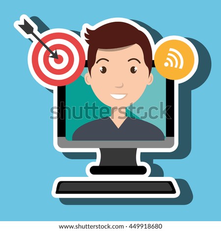 man with computer isolated icon design, vector illustration  graphic 