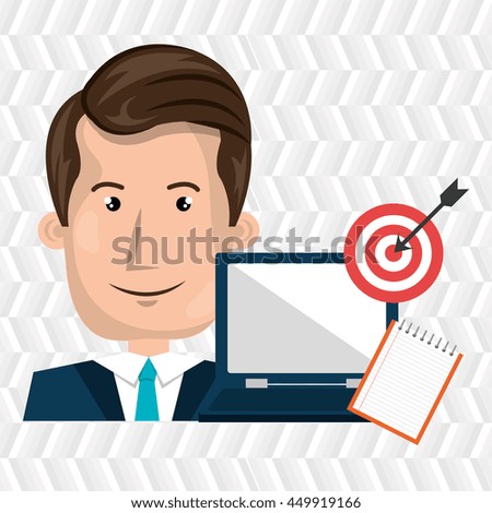 man with computer  isolated icon design, vector illustration  graphic 