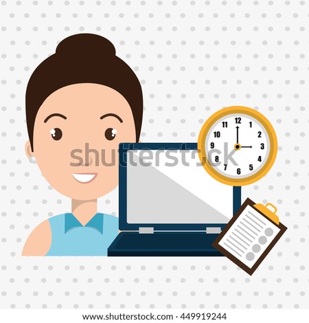 woman with computer  isolated icon design, vector illustration  graphic 