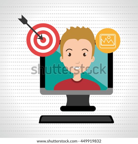  man with computer isolated icon design, vector illustration  graphic 