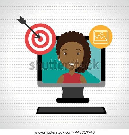 woman with computer isolated icon design, vector illustration  graphic 