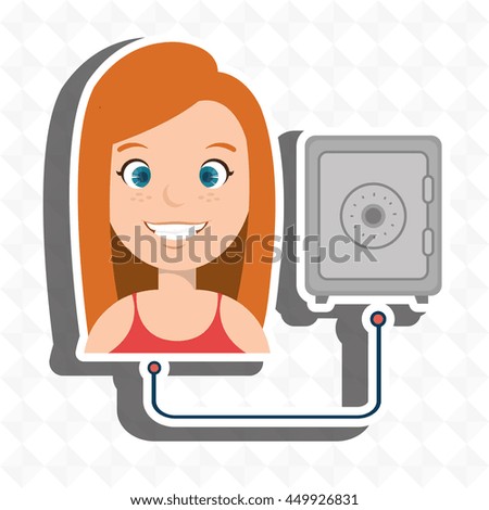 woman with safe box isolated icon design, vector illustration  graphic 