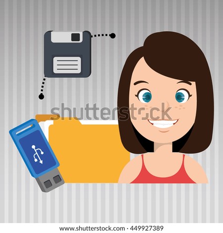 people with drive and usb isolated icon design, vector illustration  graphic 