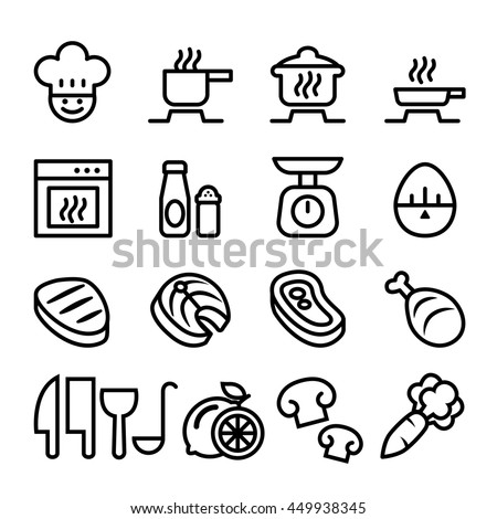 Cooking icon set  in thin line style