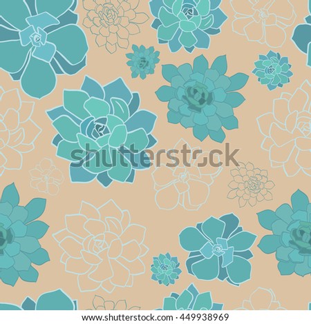 succulent hand draw graphic seamless pattern