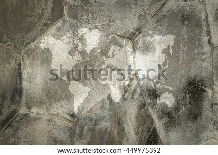 Wall texture surface natural color use for background with world map
