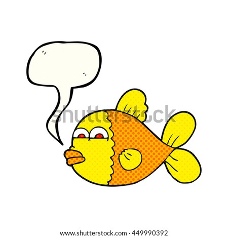 freehand drawn comic book speech bubble cartoon fish