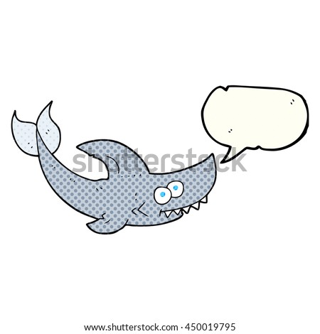freehand drawn comic book speech bubble cartoon shark