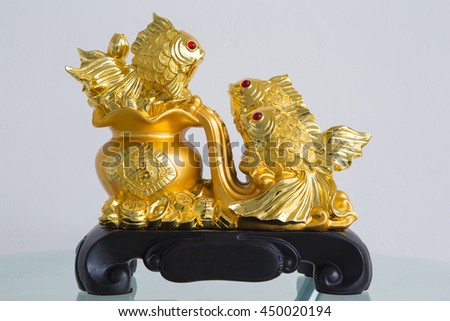 Lucky Fish Golden Dragon Fish .White background Royalty-Free Stock Photo #450020194