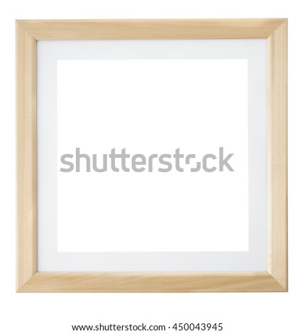 Square wooden photo frame isolated on white background. Include clipping path.