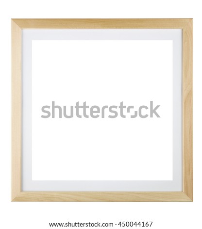 Wooden square picture frame isolated on white background. Include clipping path.