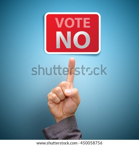 Vote no concept : finger Pointing to vote no