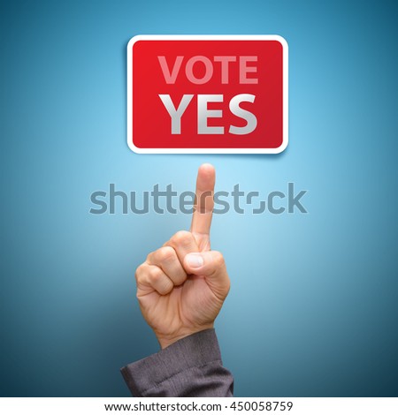 Vote yes concept : finger Pointing to vote yes