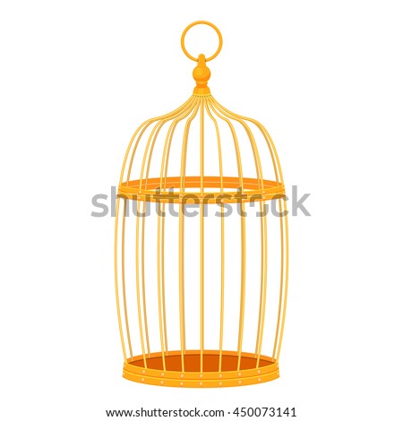 Decorative golden bird cage vector illustration isolated on a white background Royalty-Free Stock Photo #450073141
