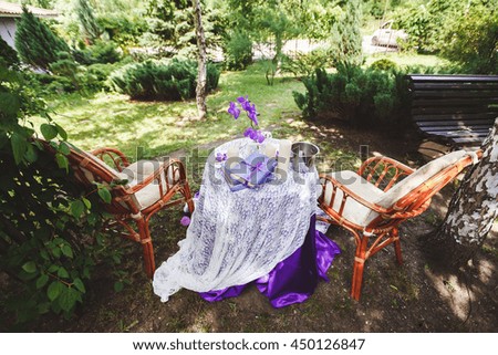 Place for a wedding photo shoot in nature with the decor.