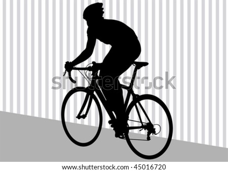 Vector drawing silhouette of a cyclist in motion