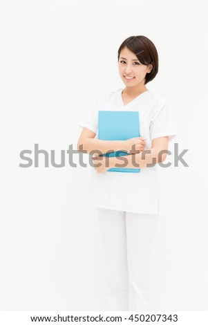 portrait of young asian nurse isolated on white background