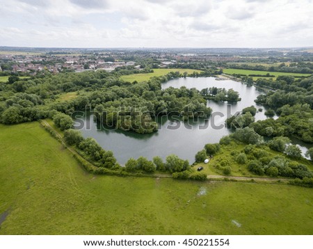 An areal picture of a lake.