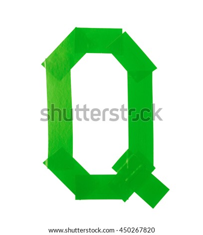 Letter Q symbol made of insulating tape pieces, isolated over the white background