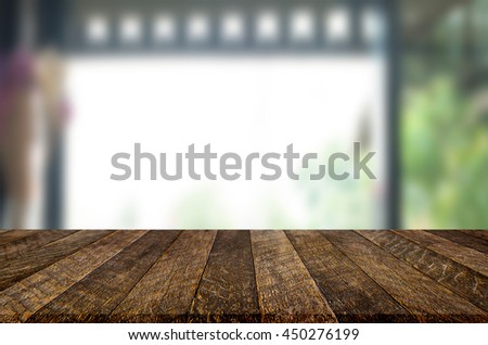 Empty wooden table and room interior decoration background, product montage display,window background.