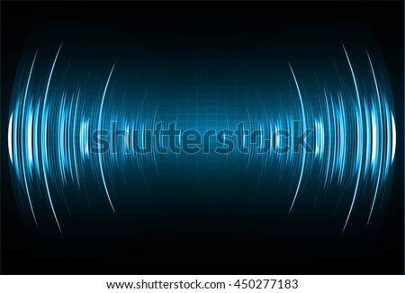 Sound waves oscillating dark blue light, Abstract technology background. Vector. Royalty-Free Stock Photo #450277183