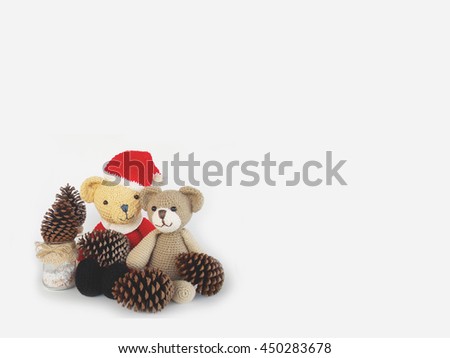 Handmade cute crochet teddy bear doll with pine cone 
