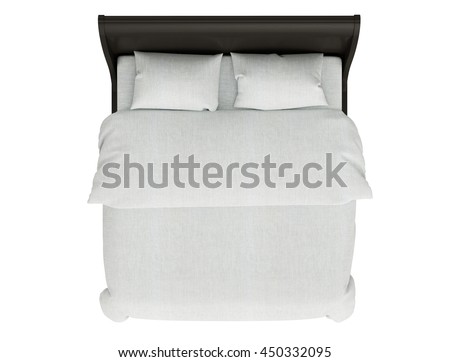 contemporary bed isolated on white background , top view Royalty-Free Stock Photo #450332095