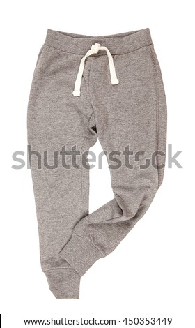 Grey sports trousers on a white background. Clothing. Sport Royalty-Free Stock Photo #450353449