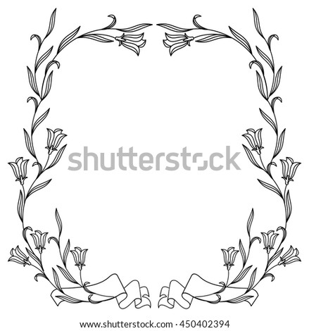 Vertical frame with bluebells. Design element for advertisements, flyer, web, wedding and other invitations or greeting cards. Vector clip art.