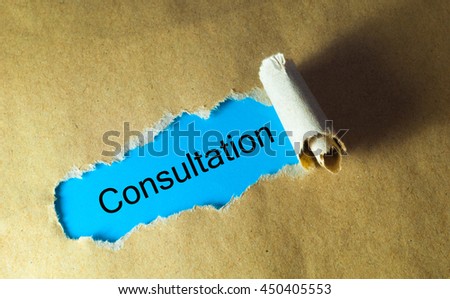 Torn paper with word consultation