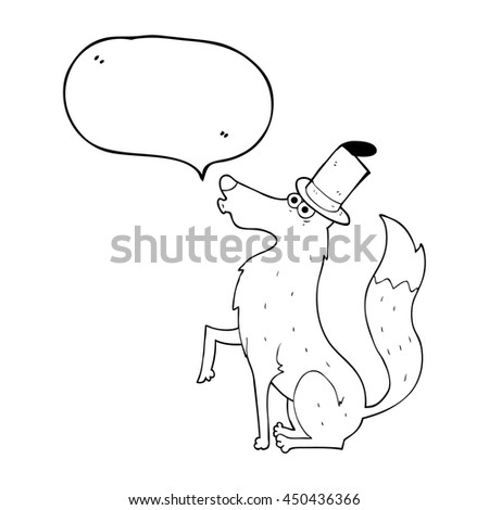 freehand drawn speech bubble cartoon wolf