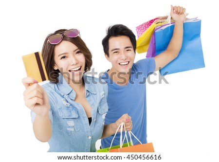 happy young Couple with shopping bags