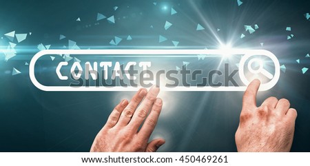 Hands pointing and presenting against technical screen with little pyramids