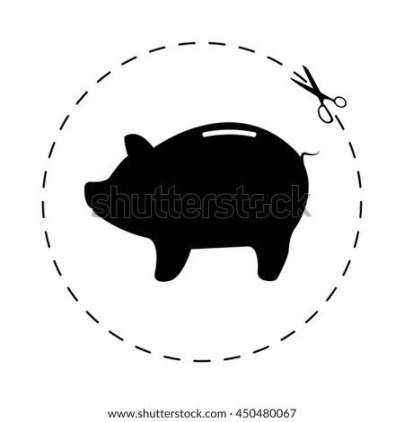 Piggy bank - saving money  - black vector icon