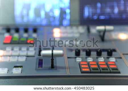 Photo of the Video and audio Control Mixing Desk, Television Broadcasting