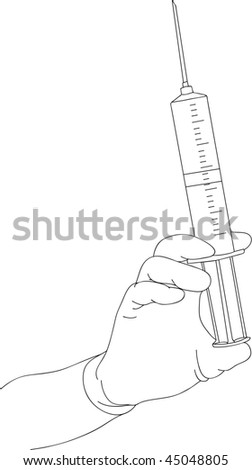 vector - medical syringe in hands
