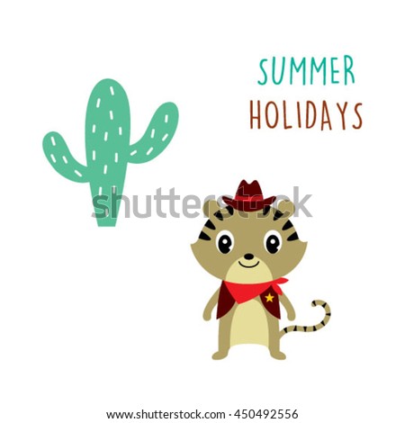 cute tiger summer holidays card