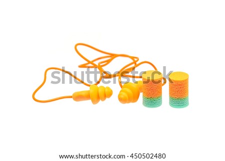 Ear plugs, Noise protection equipment, isolated on white background