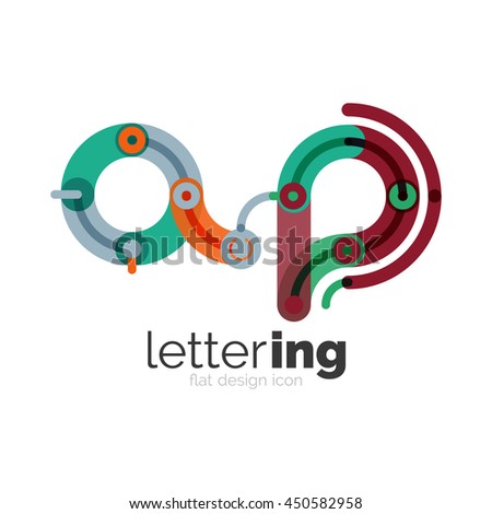 Letter logo business linear icon on white background. Alphabet initial letters company name concept. Flat thin line segments connected to each other