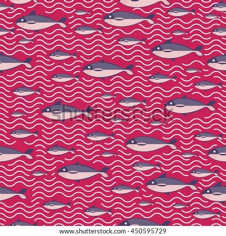Abstract creative sea fish pattern. Pattern sea fish background. Graphic illustration of menu design, packaging bags, recipes, textiles.