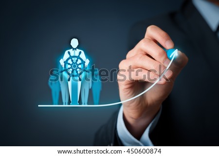 Captain as metaphor of influential team leader and manager with mission. Business leading concept.
 Royalty-Free Stock Photo #450600874