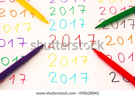 New Happy Year 2017 On White Background.
