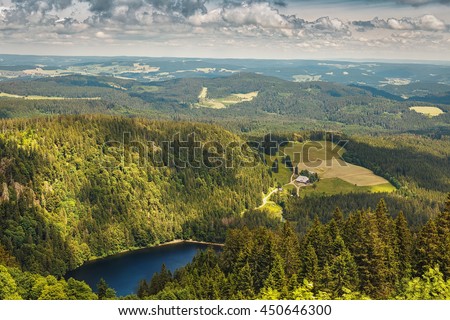 
View of the mountain lake Feldsee.Black Forest.Germany. Royalty-Free Stock Photo #450646300