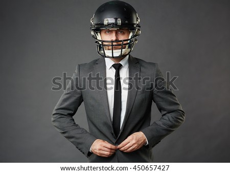 Businessman in helmet